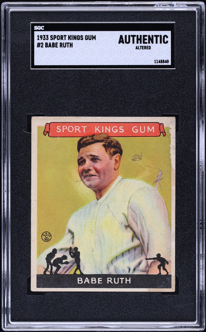 1933 Sport Kings Gum Babe Ruth 2 SGC AUTH On Fanatics Collect