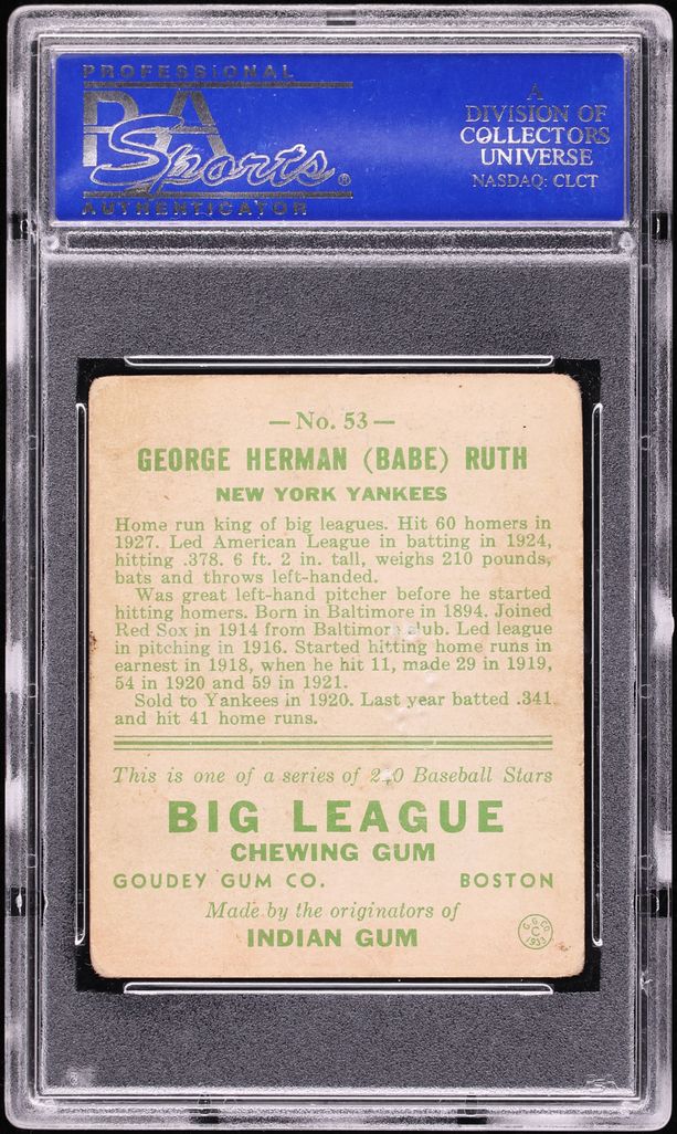 Goudey Babe Ruth PSA GD On Fanatics Collect
