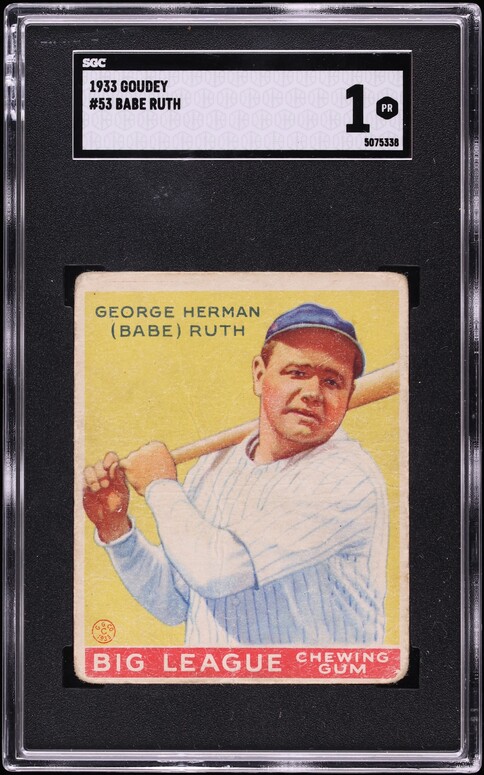 1933 Goudey Babe Ruth 53 SGC 1 PR On Fanatics Collect