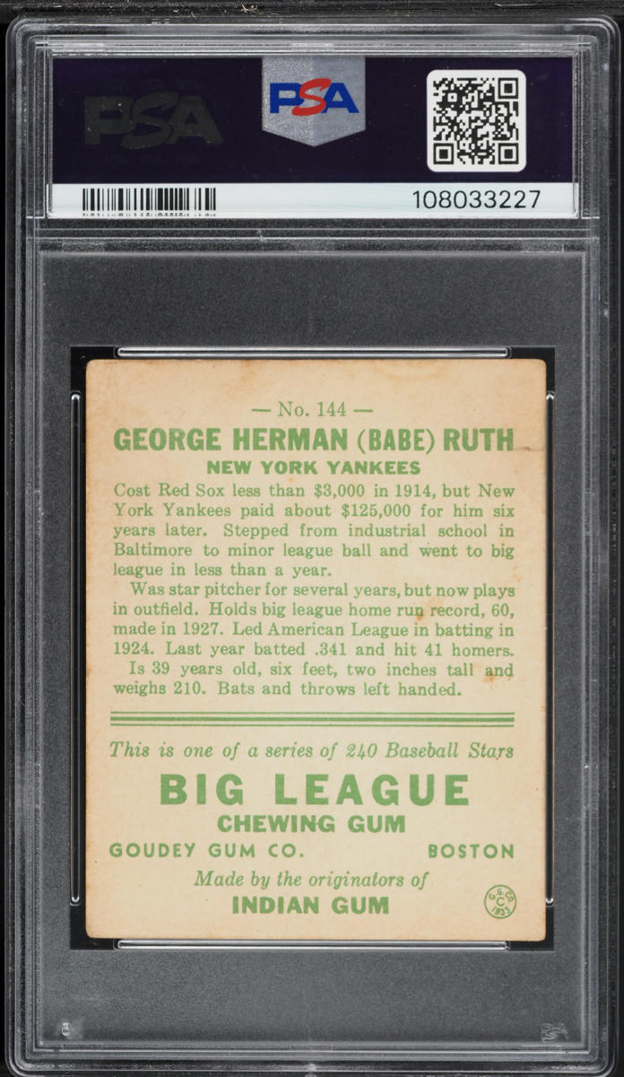 Goudey Babe Ruth PSA GD On Fanatics Collect