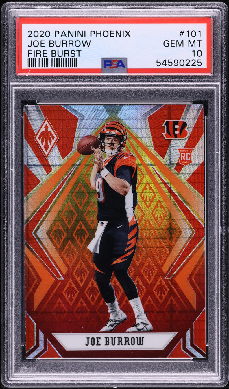 2020 Panini Phoenix Fire Burst Joe Burrow ROOKIE 101 PSA 10 GEM MINT