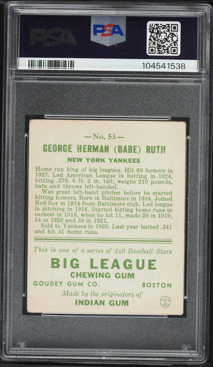 Goudey Babe Ruth PSA VG On Fanatics Collect