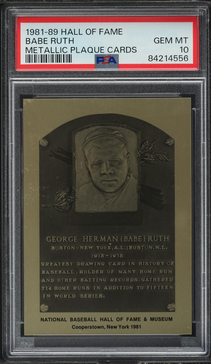 1981 Hall Of Fame Metallic Plaque Cards Babe Ruth PSA 10 GEM MINT