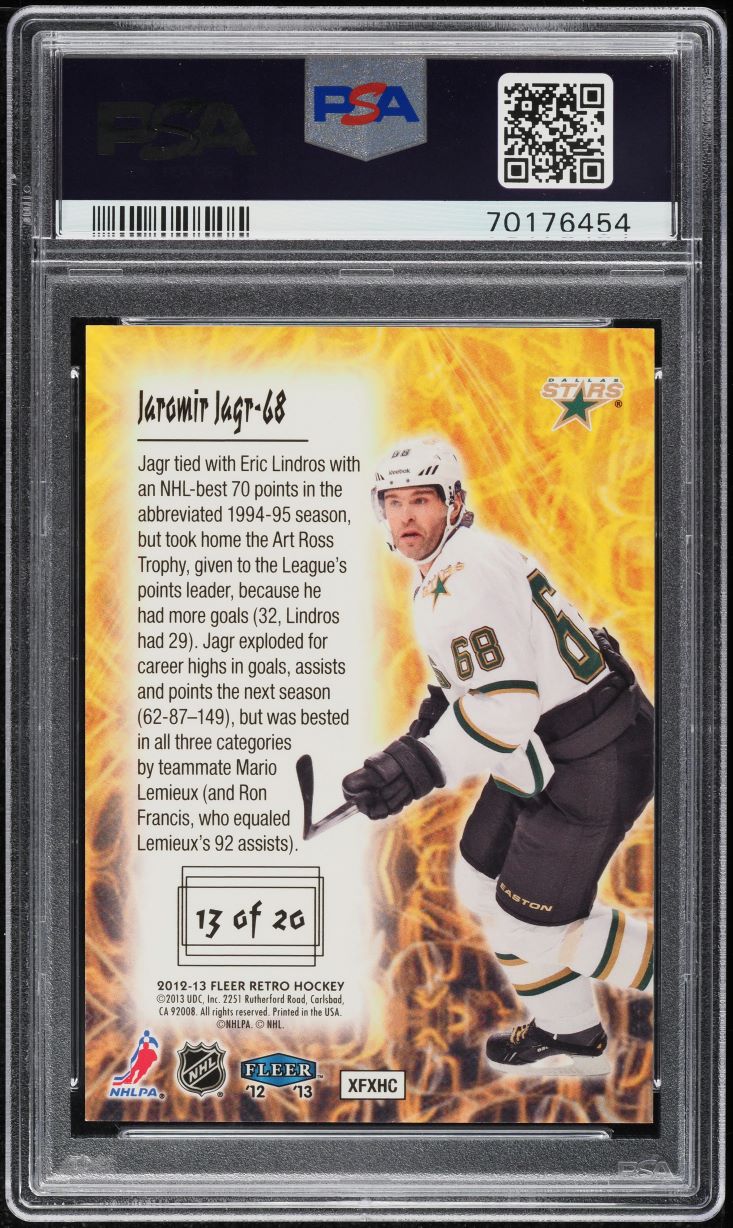 2012 Fleer Retro Electrifying Jaromir Jagr #13 PSA 10 GEM MINT