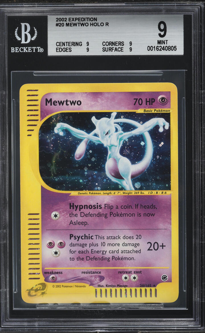 2002 Pokemon Expedition Holo Mewtwo #20 BGS 9 MINT