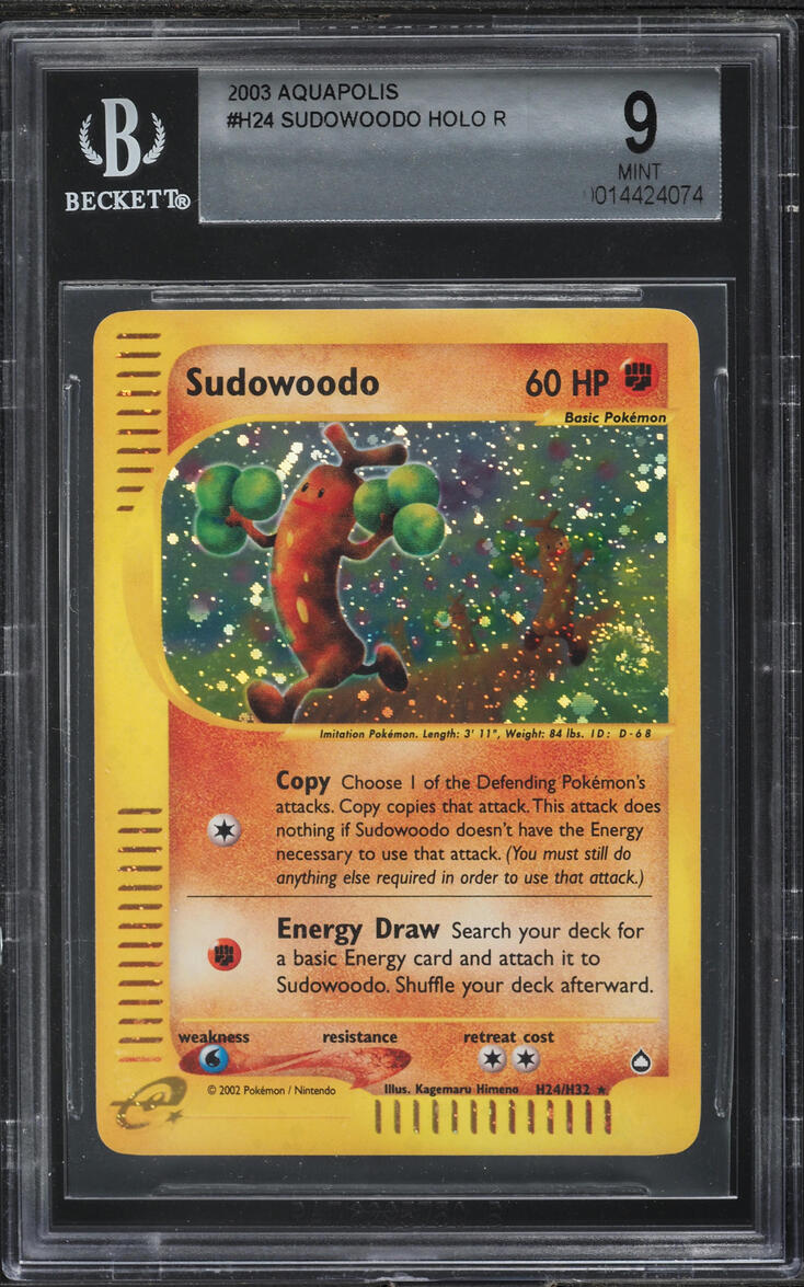 2003 Pokemon Aquapolis Holo Sudowoodo #H24 BGS 9 MINT