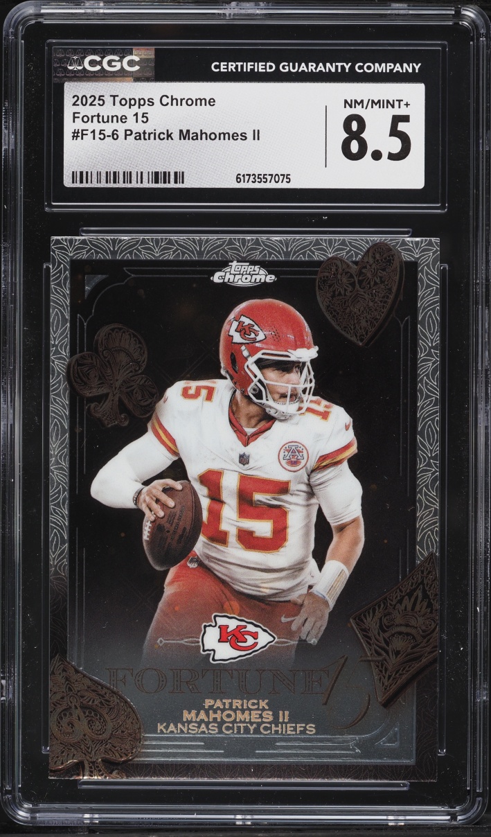 2025 Topps Chrome Fortune 15 Patrick Mahomes II #F15-6 CGC 8.5 NM-MT+