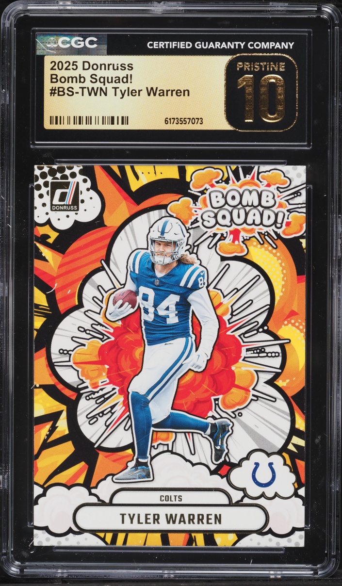 2025 Donruss Bomb Squad! Tyler Warren ROOKIE #BS-TWN CGC 10 PRISTINE