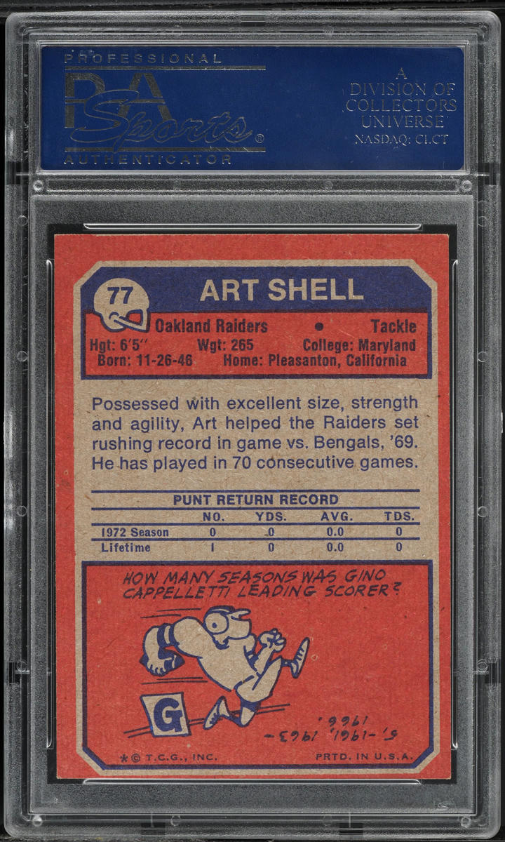 1973 Topps Football Art Shell ROOKIE #77 PSA 8 NM-MT