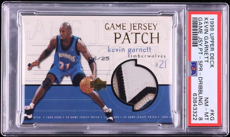 1999 Upper Deck Super Dribbling Kevin Garnett PATCH /25 #KG PSA 8 NM-MT
