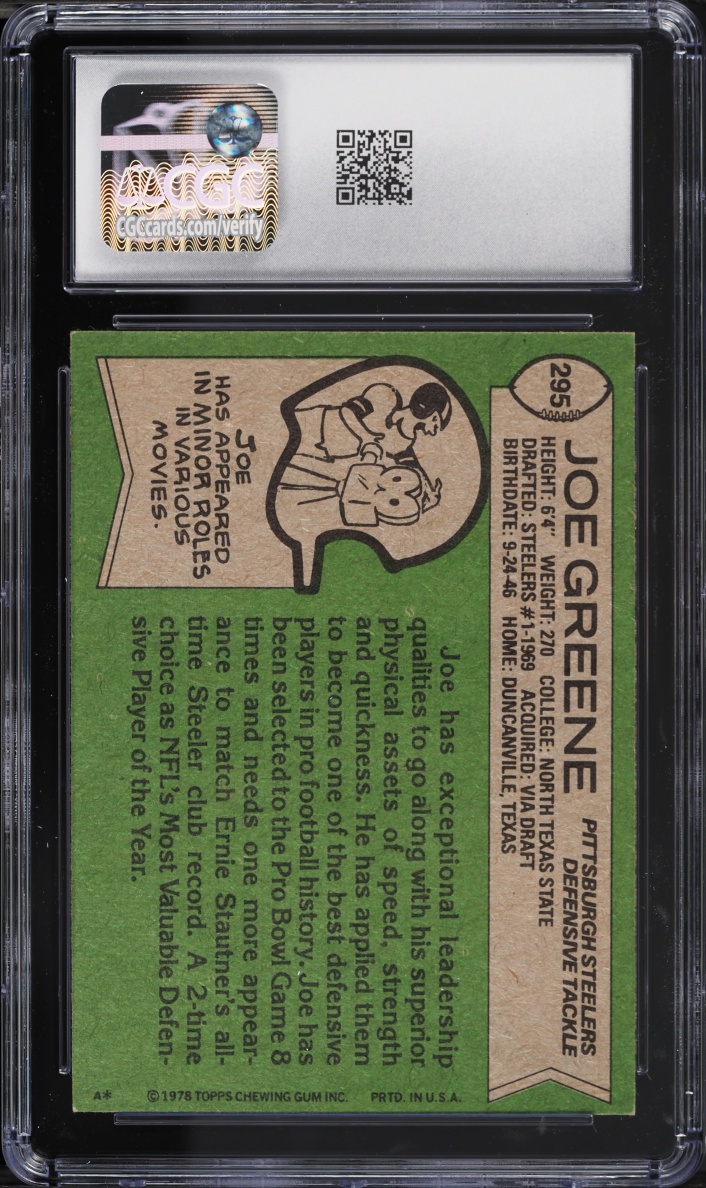 1978 Topps Football Joe Greene #295 CGC 6 EXMT