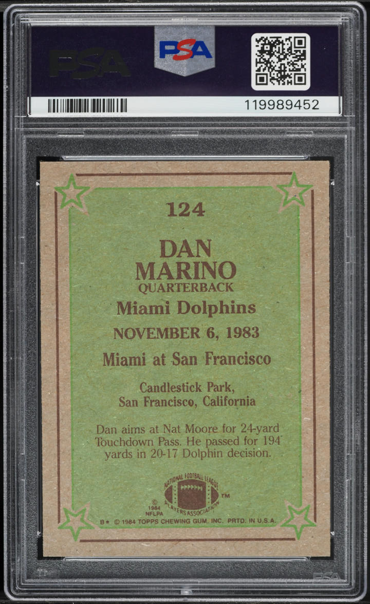 1984 Topps Football Dan Marino ROOKIE #124 PSA 9 MINT
