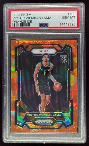 2023-24 Panini Prizm Prizms Orange Ice #136 Victor Wembanyama RC