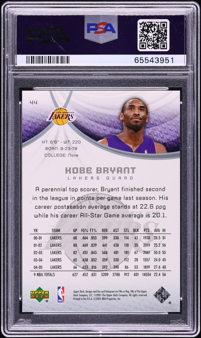 2005 SP Game Used Blue Spectrum Kobe Bryant /50 #44 PSA 10 GEM MINT