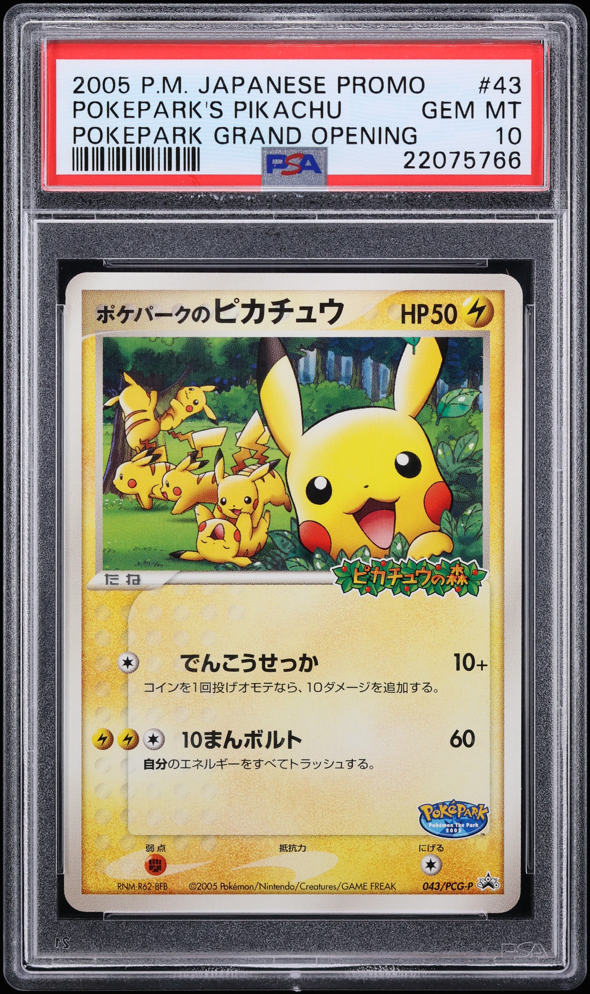 2005 Pokemon Japanese Promo PokePark Grand Opening PokePark's Pikachu #43 PSA 10 GEM MINT