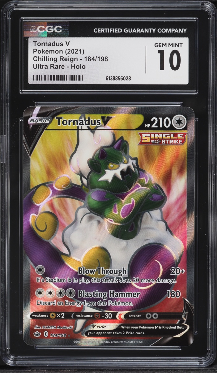 2021 Pokemon Sword & Shield Chilling Reign Full Art Tornadus V #184 CGC 10 GEM MINT