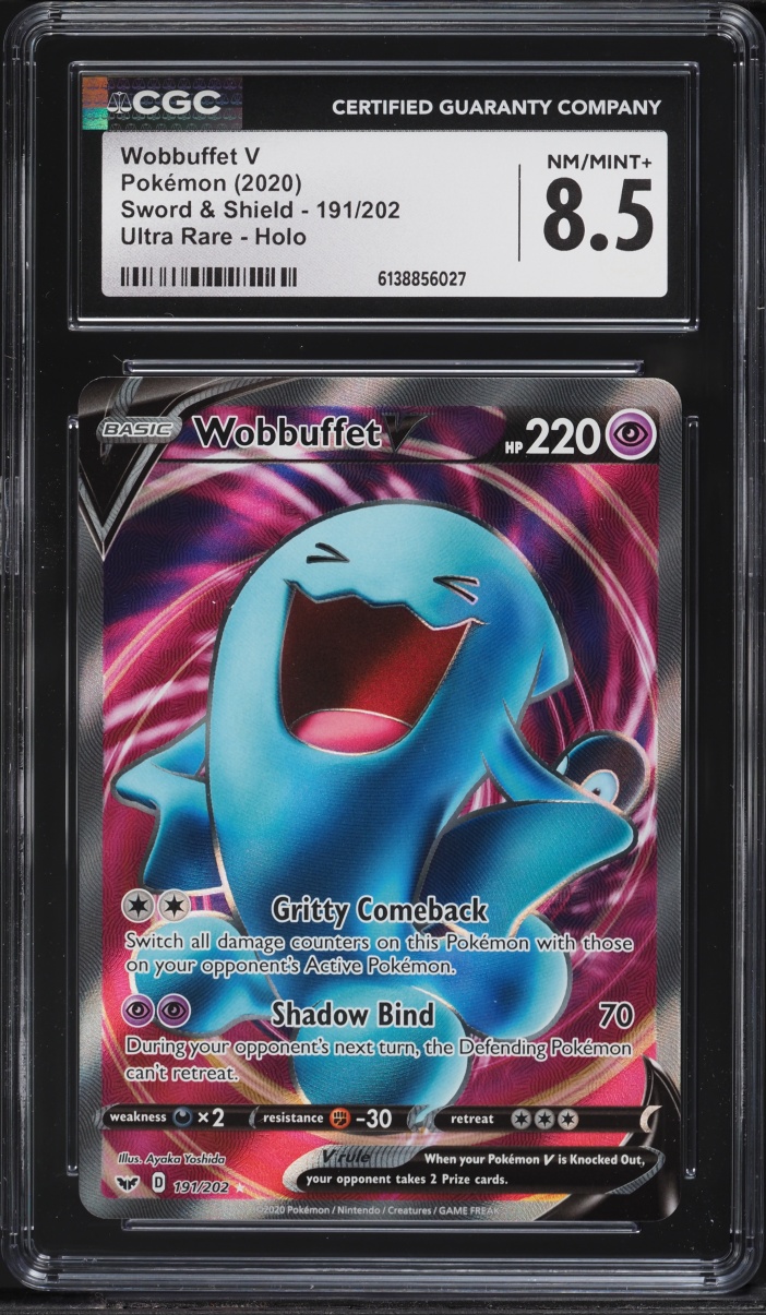 2020 Pokemon Sword & Shield Full Art Wobbuffet V #191 CGC 8.5 NM-MT+