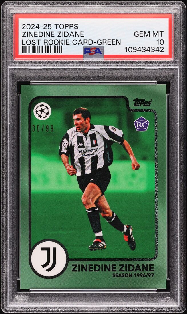2024 Topps UEFA The Lost Rookie Cards Green Zinedine Zidane /99 PSA 10 GEM MINT