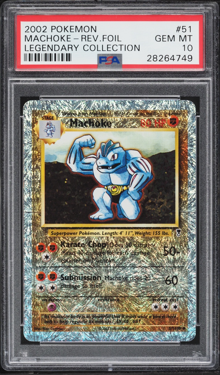 2002 Pokemon Legendary Collection Reverse Holo Machoke #51 PSA 10 GEM MINT