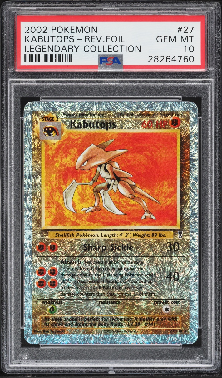 2002 Pokemon Legendary Collection Reverse Holo Kabutops #27 PSA 10 GEM MINT