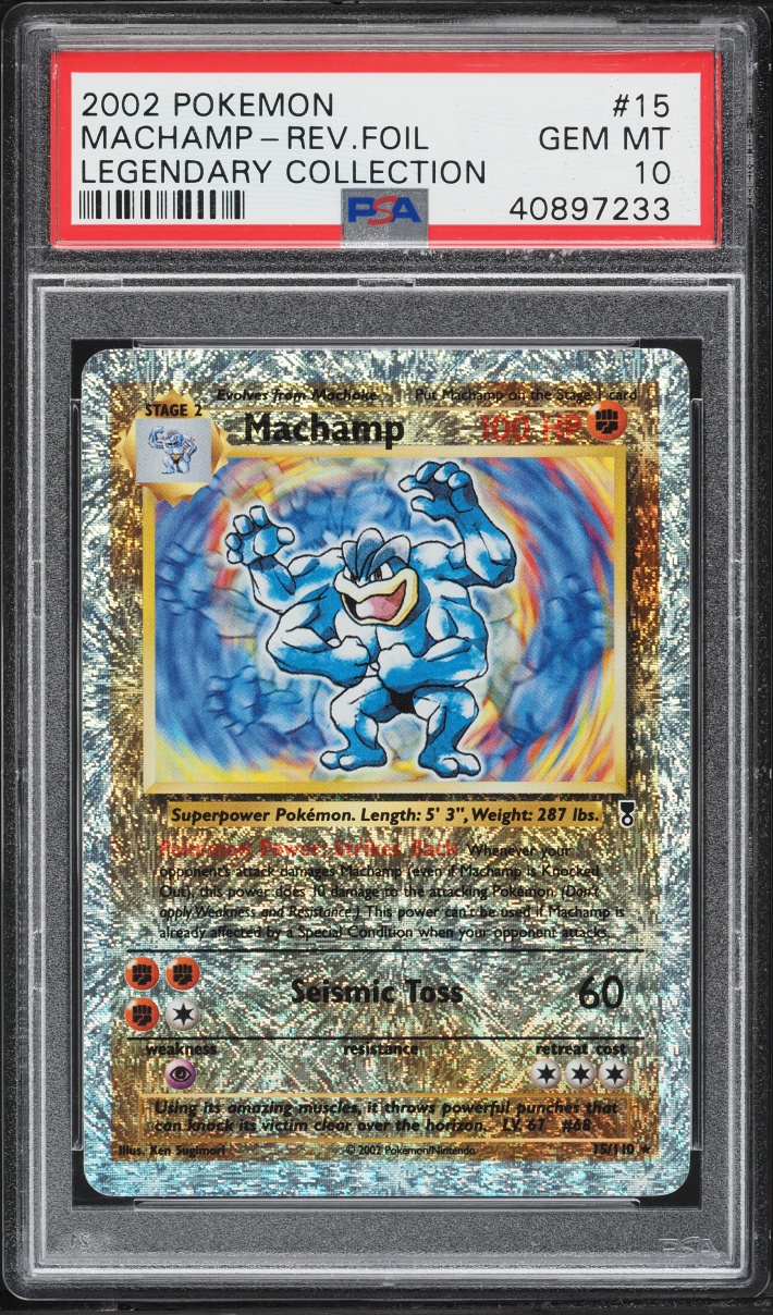 2002 Pokemon Legendary Collection Reverse Holo Machamp #15 PSA 10 GEM MINT