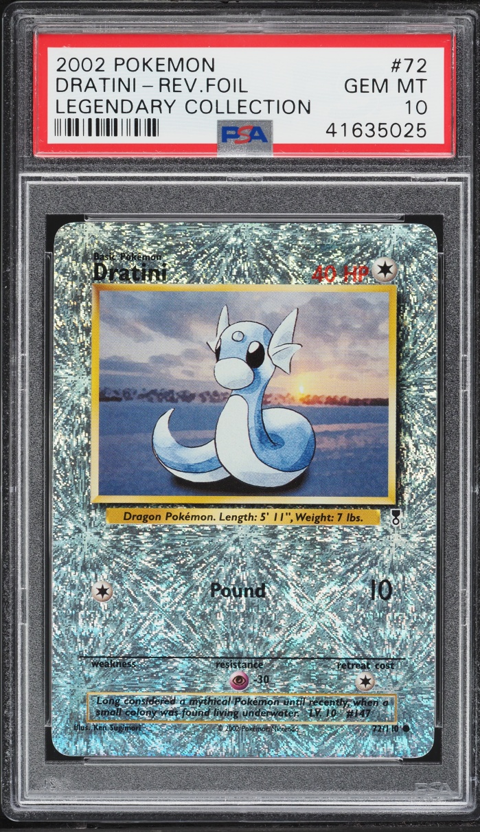 2002 Pokemon Legendary Collection Reverse Holo Dratini #72 PSA 10 GEM MINT