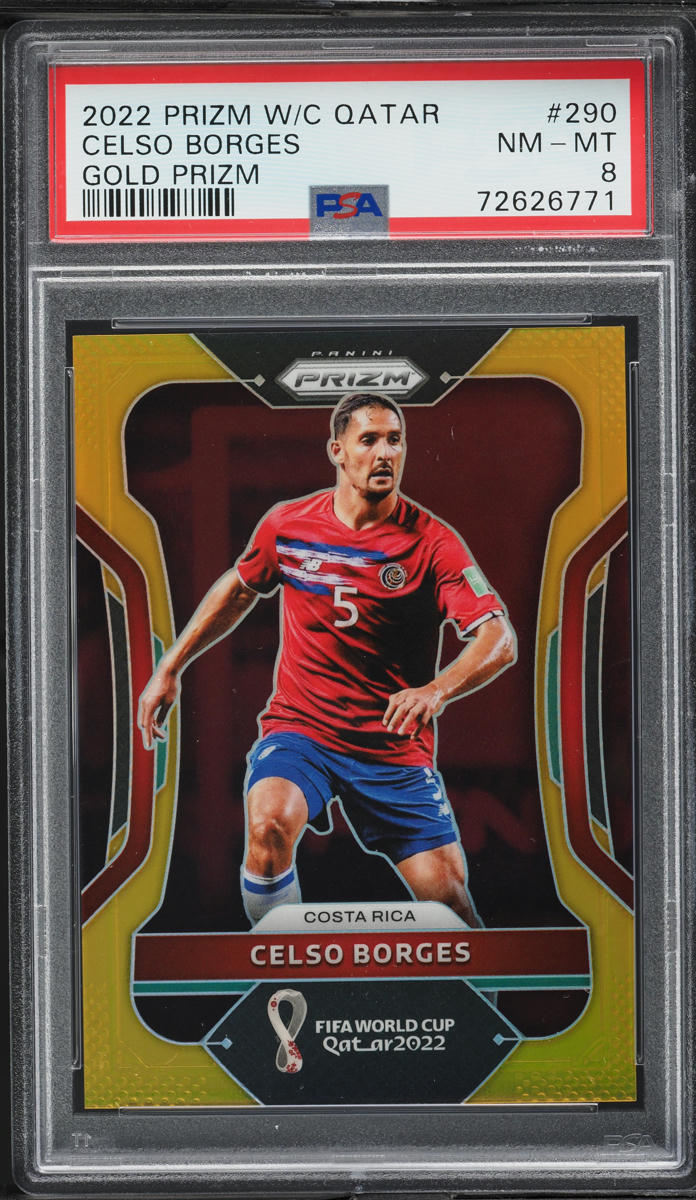 2022 Panini Prizm World Cup Qatar Gold Celso Borges 1/10 #290 PSA 8 NM-MT