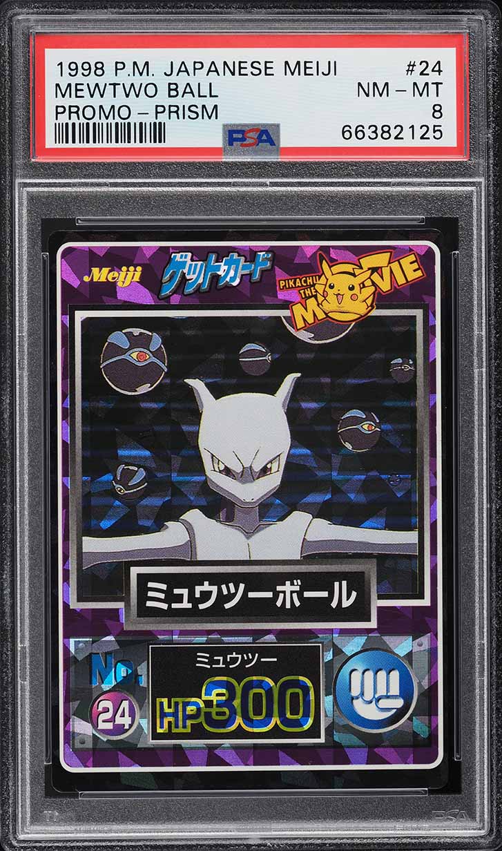 1998 Pokemon Japanese Meiji Promo Prism Mewtwo #24 PSA 8 NM-MT on