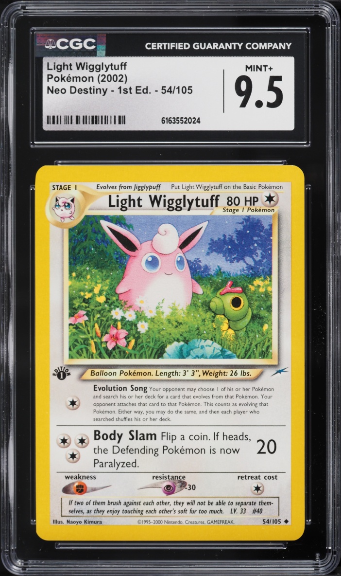 2002 Pokemon Neo Destiny 1st Edition Light Wigglytuff #54 CGC 9.5 MINT+