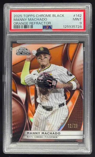 2025 Topps Chrome Black Orange Refractors #142 Manny Machado