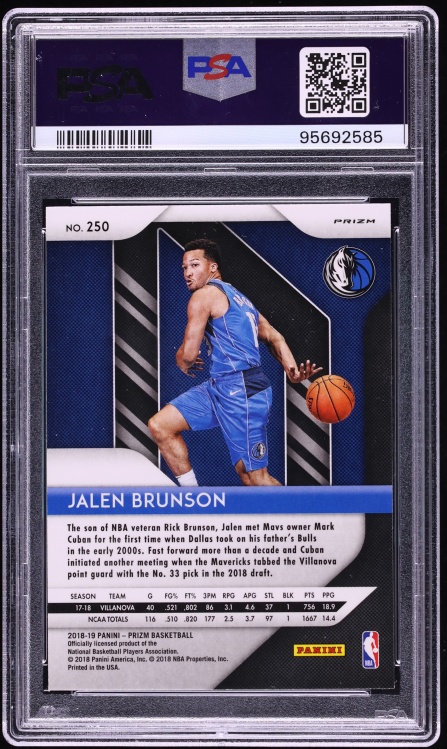 2018 Panini Prizm Red White Blue Jalen Brunson ROOKIE #250 PSA 10 GEM MINT