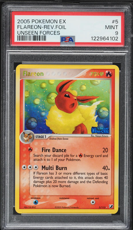 2005 Pokemon EX Unseen Forces Reverse Holo Flareon #5 PSA 9