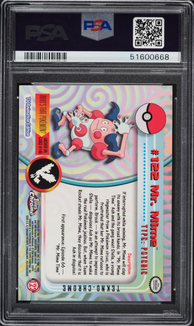 2000 Topps Chrome Pokemon Series 2 Tekno Mr. Mime #122 PSA 10 GEM MINT