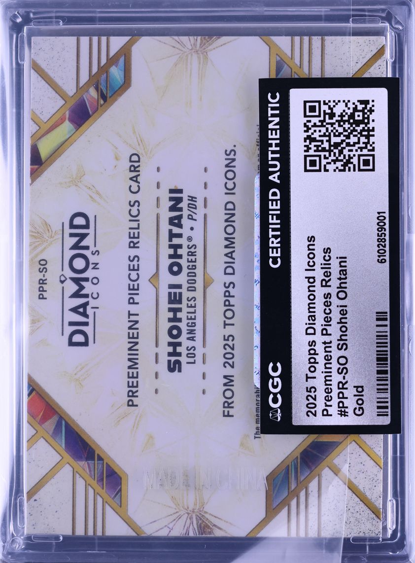 2025 Topps Diamond Icons Preeminent Pieces Relics Gold Shohei Ohtani PATCH 1/1 #PPR-SO CGC AUTH