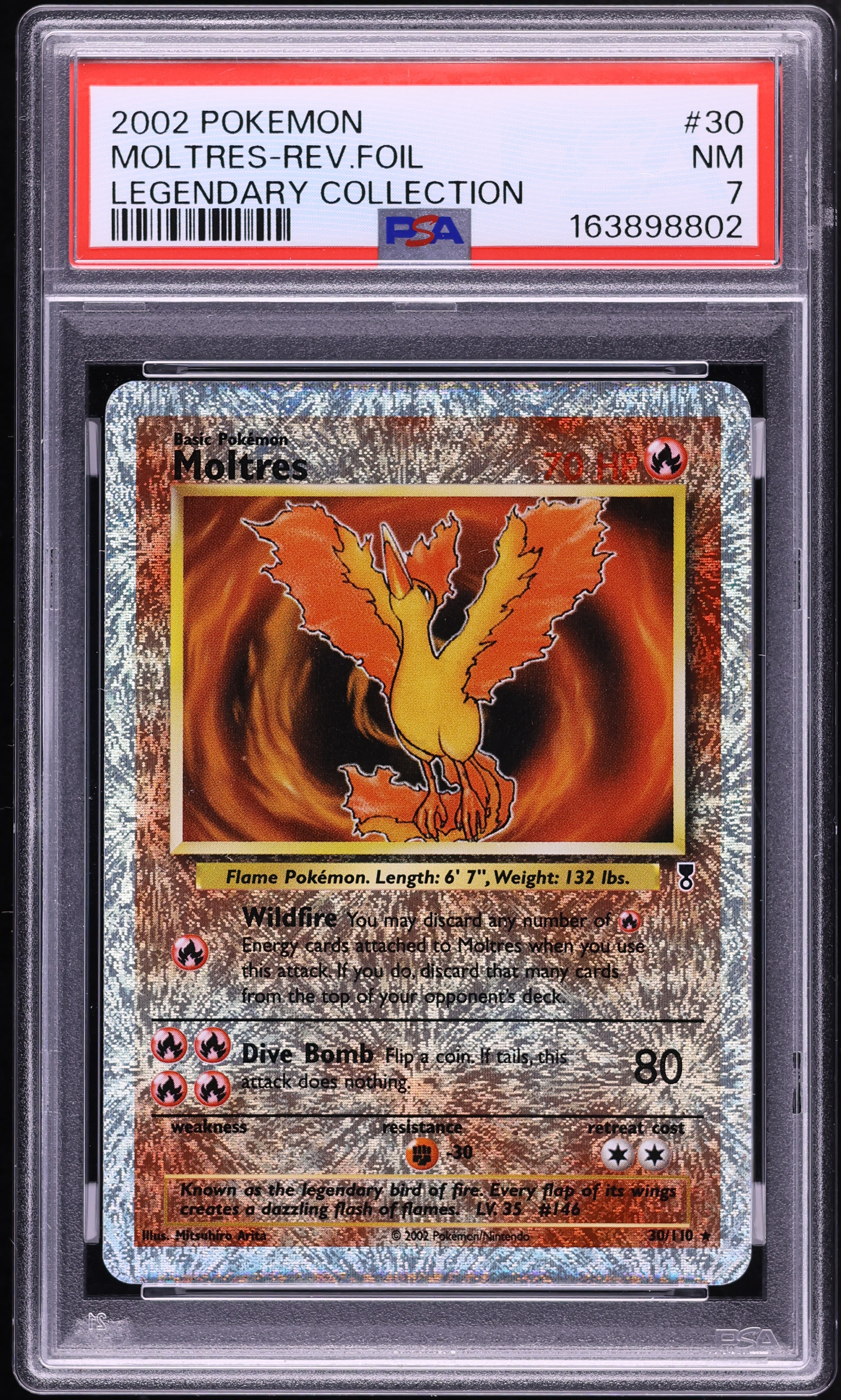 2002 Pokemon Legendary Collection Reverse Holo Moltres #30 PSA 7 NRMT