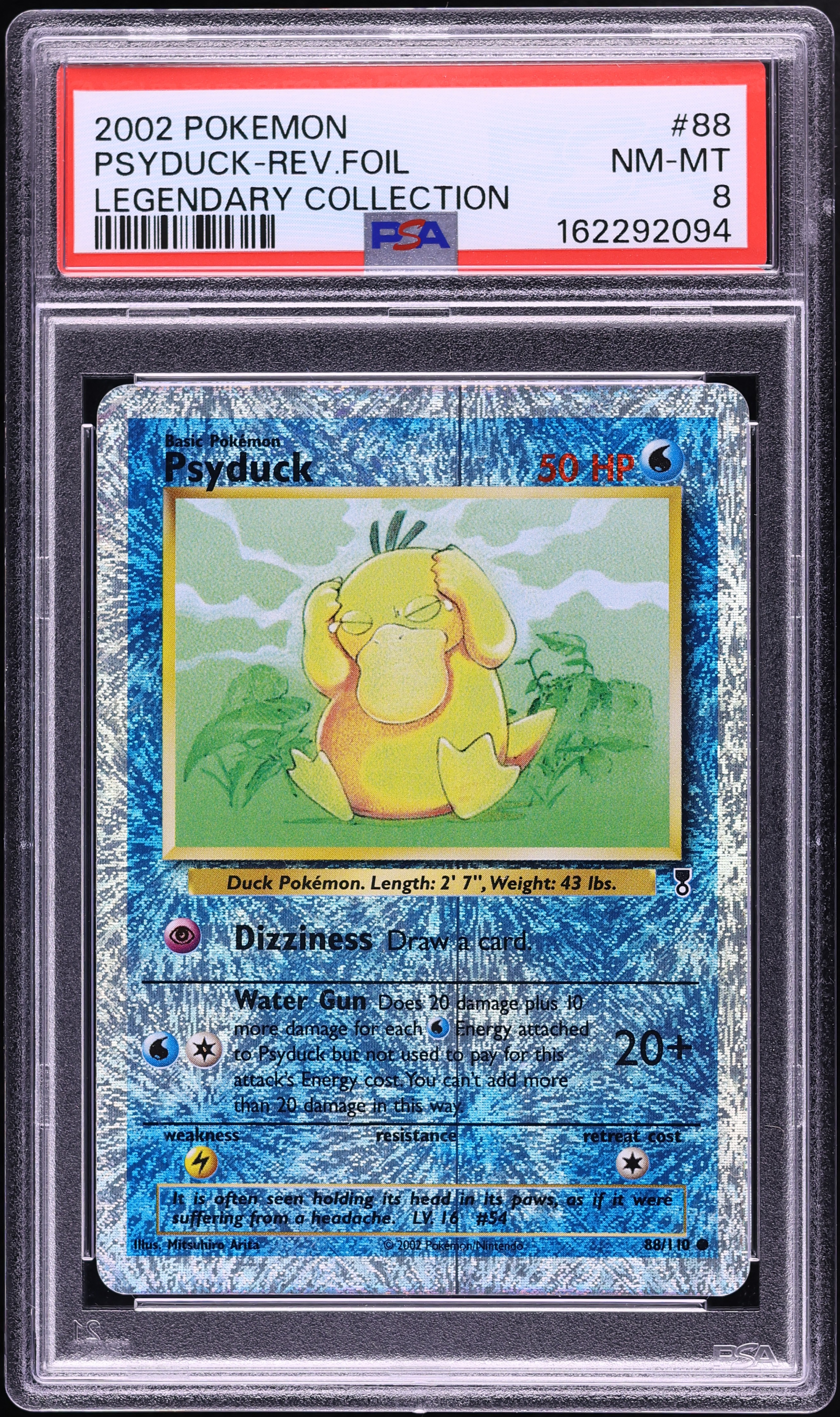 2002 Pokemon Legendary Collection Reverse Holo Psyduck #88 PSA 8 NM-MT