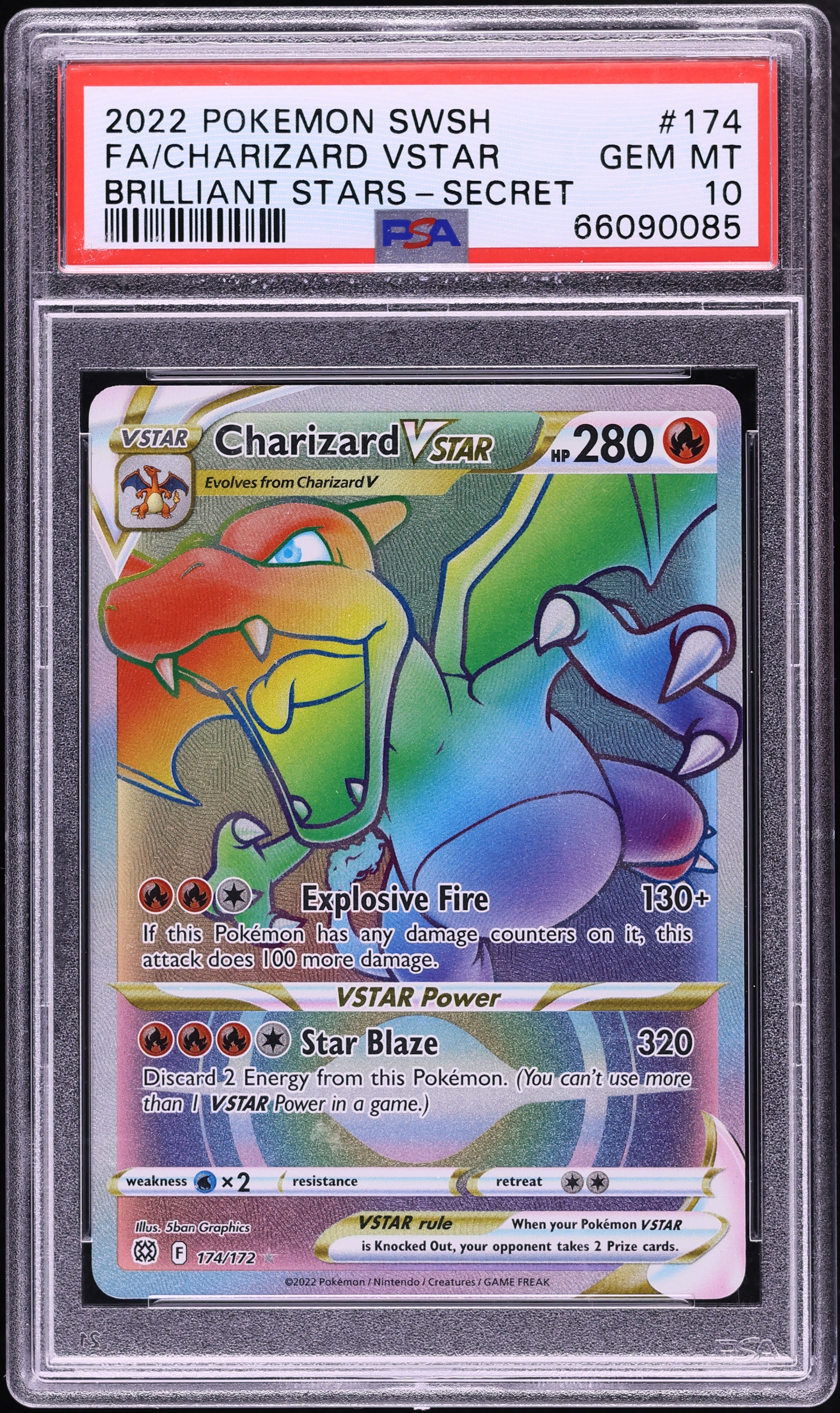 2022 Pokemon Sword & Shield Brilliant Stars Hyper Rare Charizard VSTAR #174 PSA 10 GEM MINT