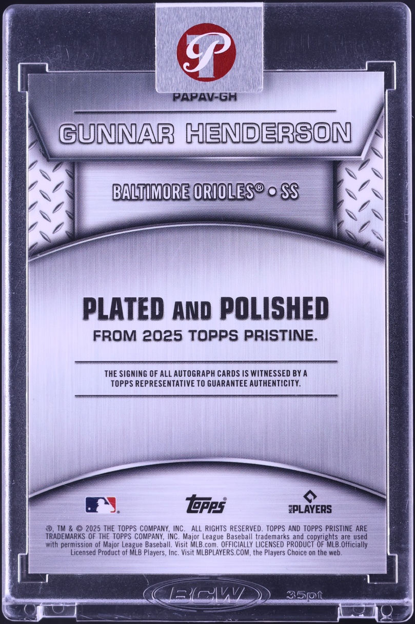2025 Topps Pristine Plated And Polished Gold Refractor Gunnar Henderson AUTO /50 #PAPAV-GH - Photo 2