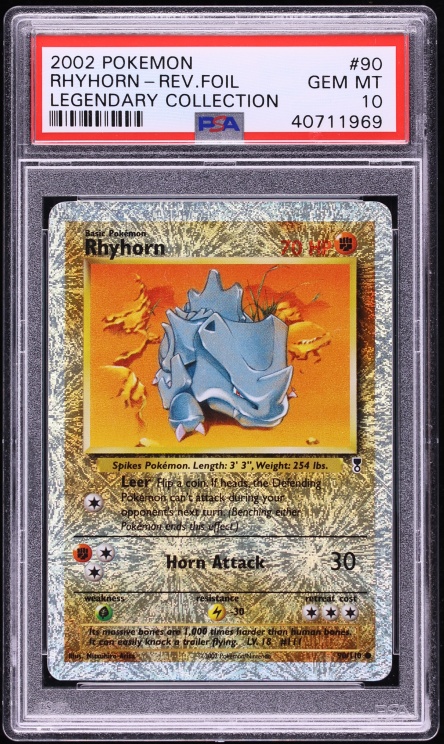 2002 Pokemon Legendary Collection Reverse Holo Rhyhorn #90 PSA 10 GEM MINT