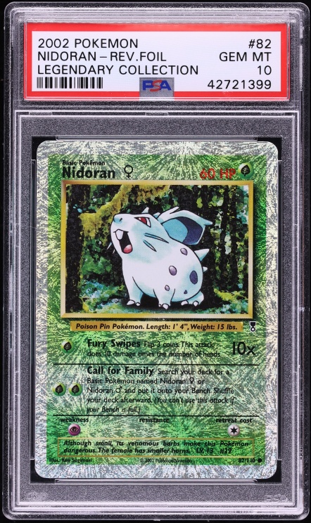 2002 Pokemon Legendary Collection Reverse Holo Nidoran #82 PSA 10 GEM MINT