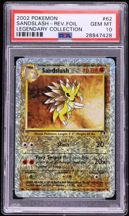 2002 Pokemon Legendary Collection Reverse Holo Sandslash #62 PSA 10 GEM MINT