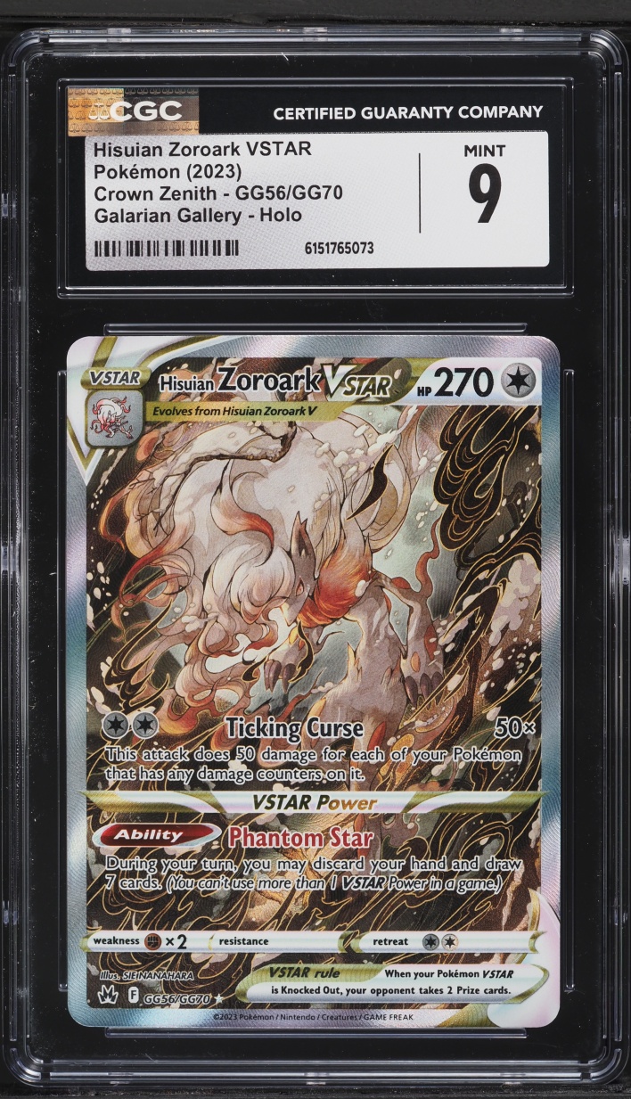 2023 Pokemon Sword & Shield Crown Zenith Alt Art Hisuian Zoroark VSTAR #GG56 CGC 9 MINT