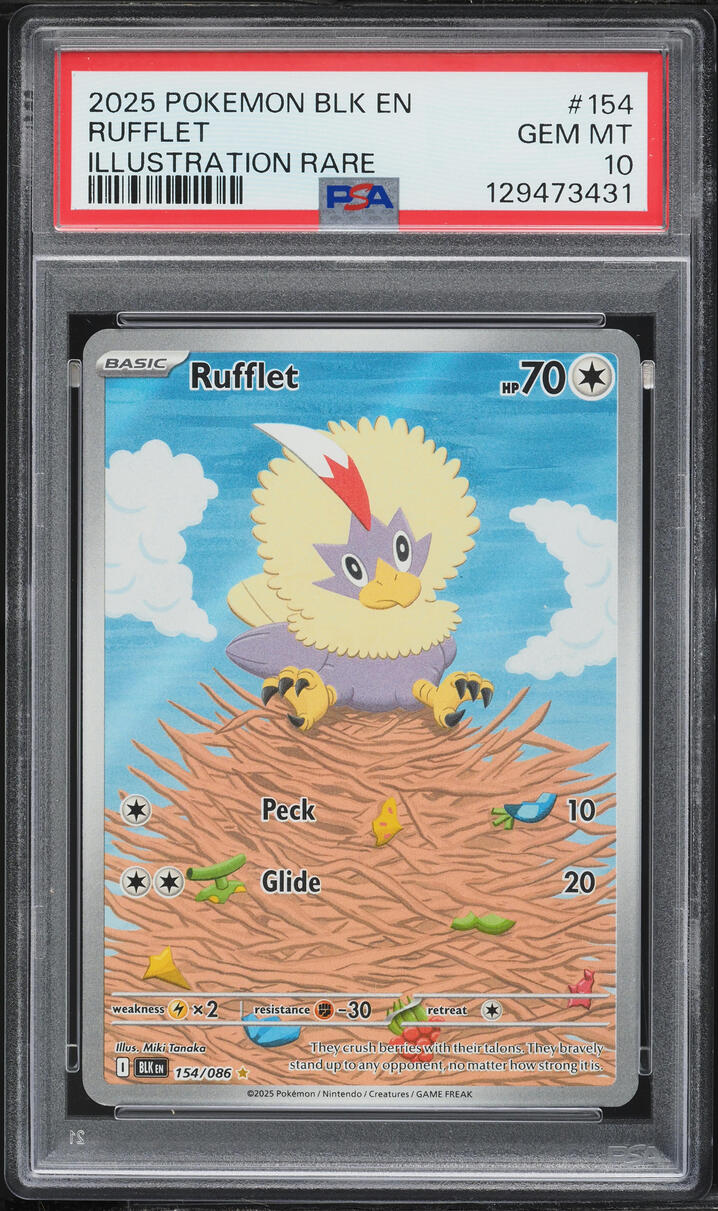 2025 Pokemon Scarlet & Violet Black Bolt IR Rufflet #154 PSA 10 GEM MINT