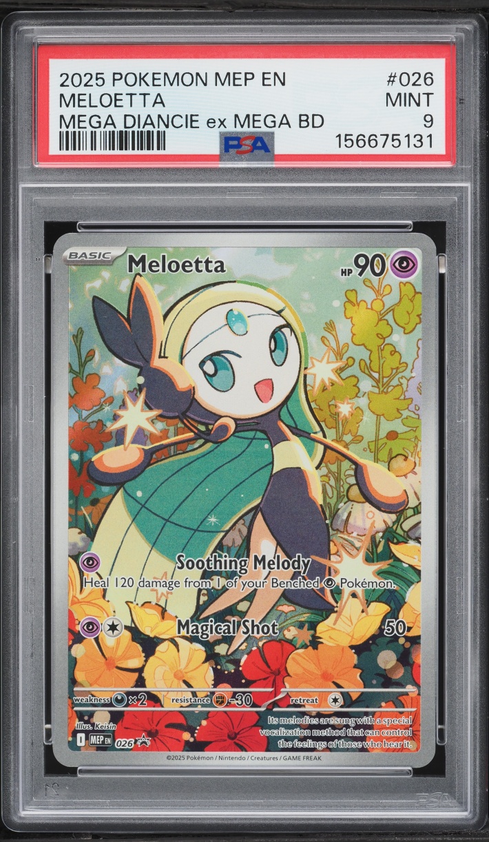 2025 Pokemon Mega Evolution Promo Mega Diancie Ex Battle Deck Full Art Meloetta #26 PSA 9 MINT