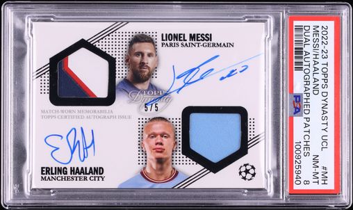 2022 Topps Dynasty UEFA Champions League Dual Messi Haaland PATCH