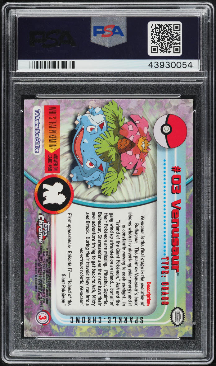 2000 Topps Chrome Pokemon Series 1 Sparkle Venusaur #3 PSA 10 GEM MINT