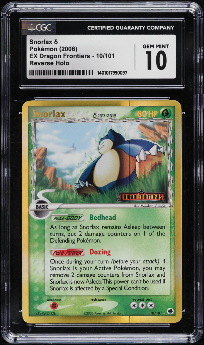 2006 Pokemon EX Dragon Frontiers Reverse Holo Snorlax #10 CGC 10 GEM MINT