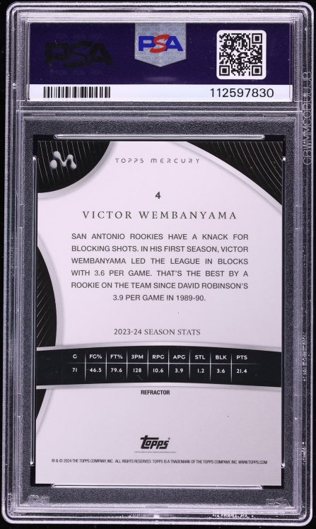 2023 Topps Mercury Refractor Victor Wembanyama ROOKIE /99 #4 PSA 10 GEM MINT