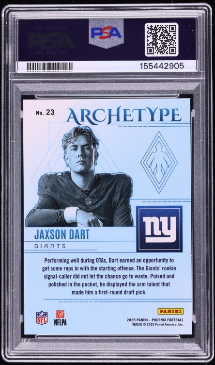 2025 Panini Phoenix Archetype Jaxson Dart ROOKIE #23 PSA 10 GEM MINT