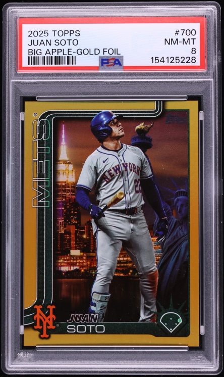 2025 Topps Big Apple Gold Foil Juan Soto /50 #700 PSA 8 NM-MT